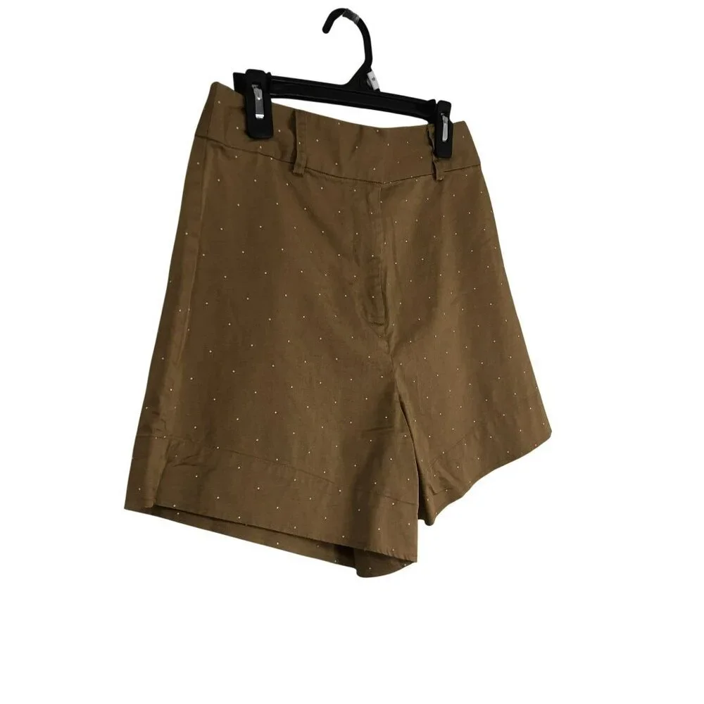 Danielle Bernstein Shorts Polka Dot High-Waisted Size 0 Brown & White Womens